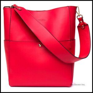 Leather Tote Shoulder Bucket Bag Designer Handbag Elegant Minimal Chic